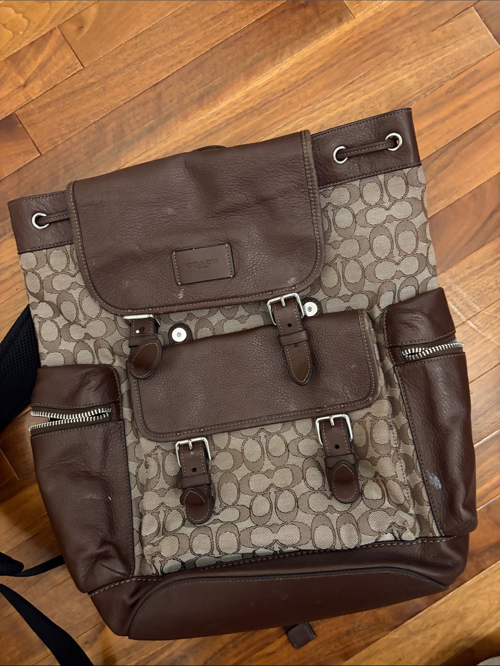 Coach Men's Signature Canvas Backpack in Brown and Dark Brown